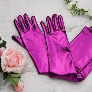 Patent  Pink Leather Gloves